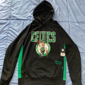 NBA Edition Hoodie Boston Celtics Size Medium Mens Black With Green Stripe